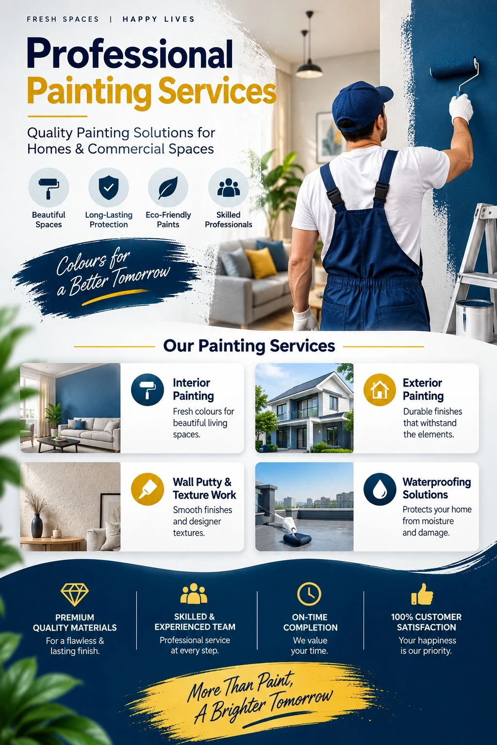 Blue interior wall painting