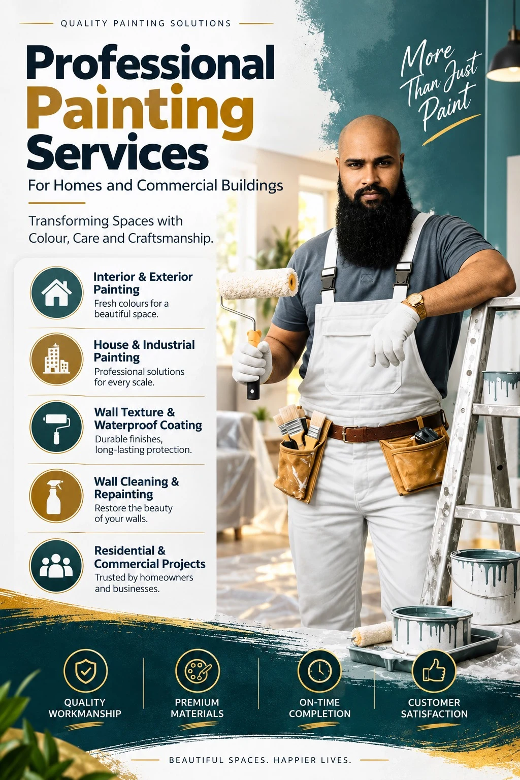 Professional painter with ladder